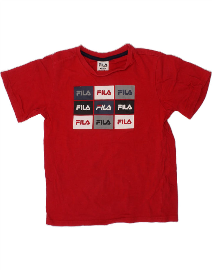 FILA Boys Graphic T-Shirt Top 7-8 Years Medium Red Cotton Vintage Fila and Second-Hand Fila from Messina Hembry 