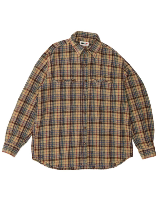 Bailo Mens Overshirt Shirt Large Beige Check Wool