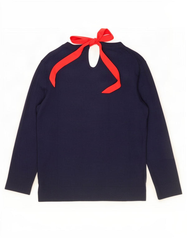 Maglione maglione con scollo a barca da donna Tommy Hilfiger UK 14 Large nylon blu navy