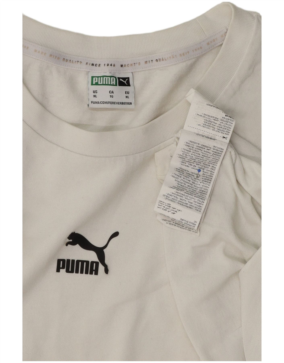 PUMA Mens T-Shirt Top XL White Cotton
