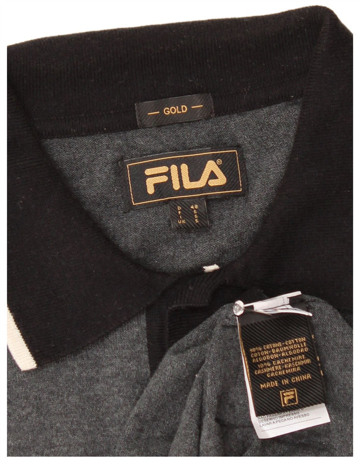 Fila Mens Polo Shirt Small Grey Colourblock Cotton
