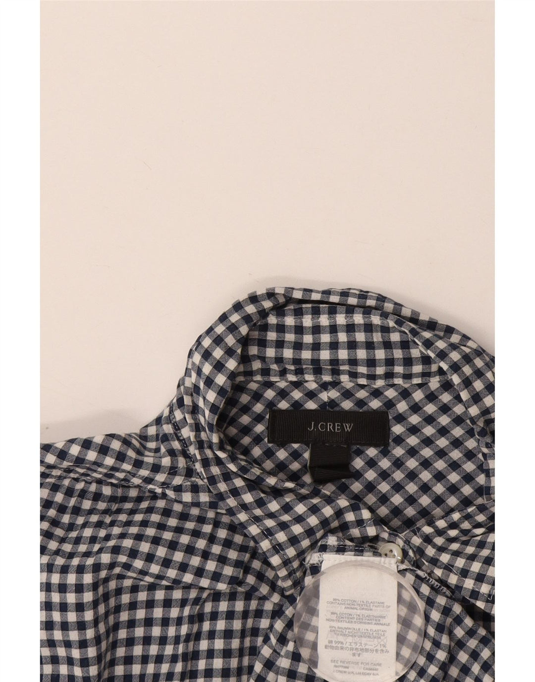 J. Crew Womens Pullover Shirt UK 14 Medium Navy Blue Gingham Cotton