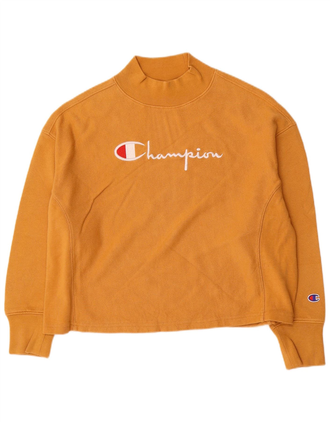 Champion Womens Graphic Oversized Sweatshirt Jumper UK 10 Small Yellow