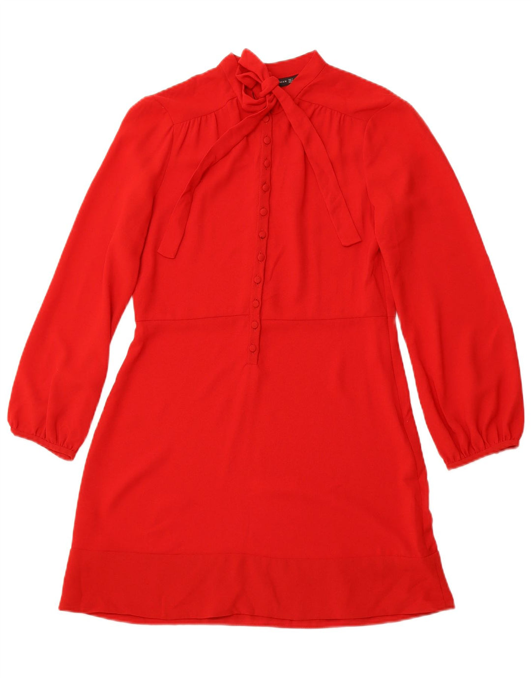 ZARA Womens Long Sleeve A-Line Dress UK 12 Medium Red Polyester