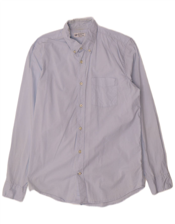 Camisa masculina slim fit Gap algodão azul médio
