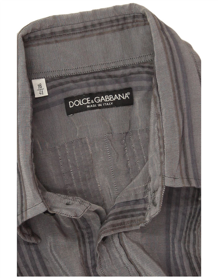 Dolce & Gabbana Mens Shirt Size 16 41 Large Grey Striped