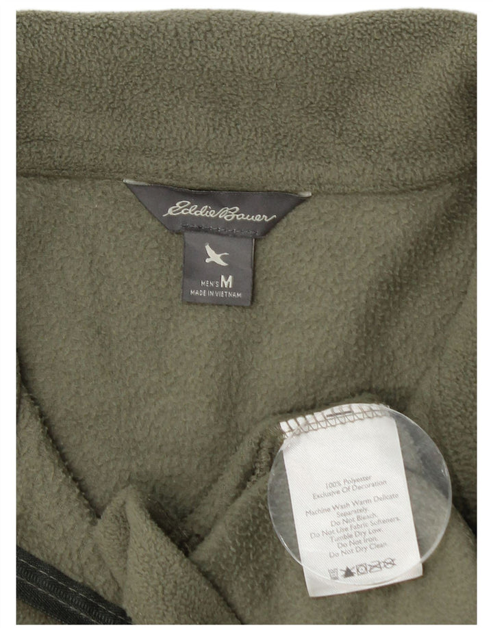Eddie Bauer Mens Zip Neck Fleece Jumper Medium Khaki Polyester