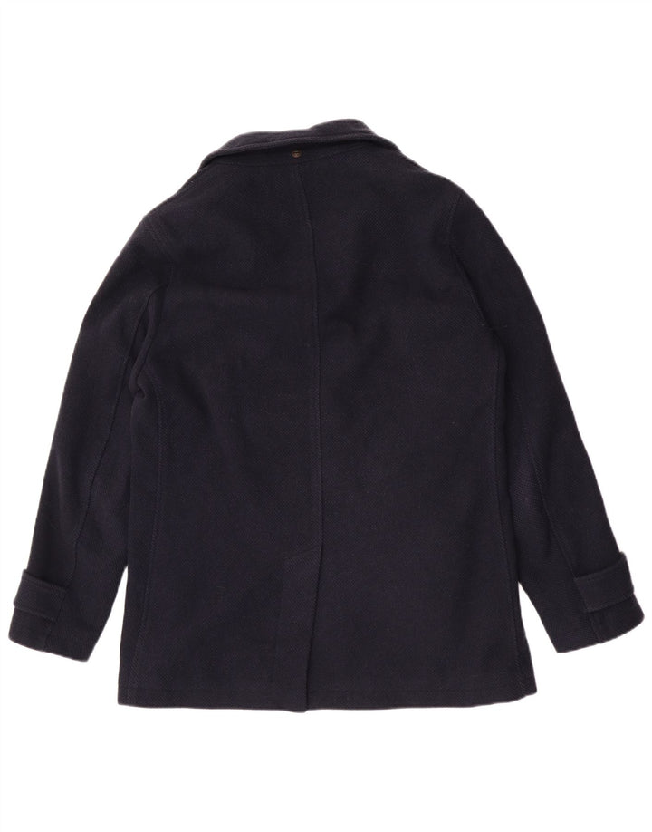 Massimo Dutti Mens Pea Coat UK 38 Medium Navy Blue Wool