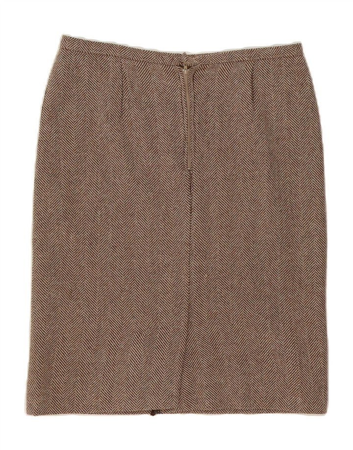 VINTAGE Womens Pencil Skirt W34 Large Brown Herringbone Vintage Vintage and Second-Hand Vintage from Messina Hembry 
