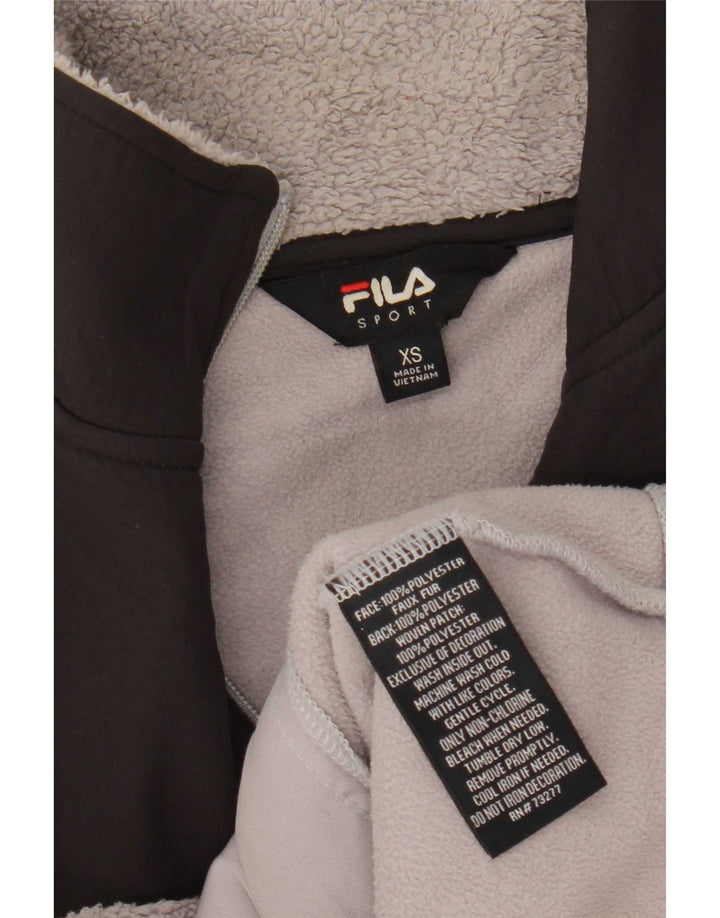 Fila Womens Fleece Jacket UK 6 XS Grey Colourblock Polyester