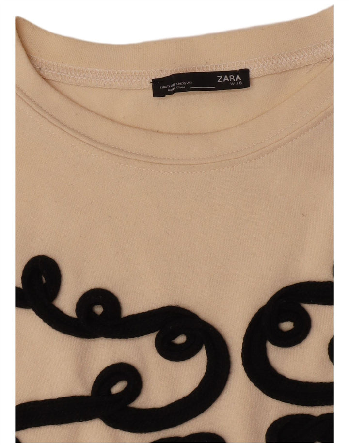 Zara Womens Crop Oversized Sweatshirt Jumper UK 10 Small Beige
