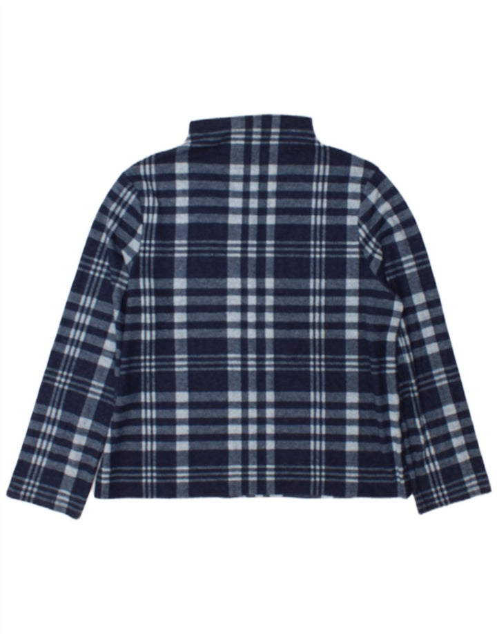 Marks & Spencer Womens Top Long Sleeve UK 14 Large Navy Blue Check