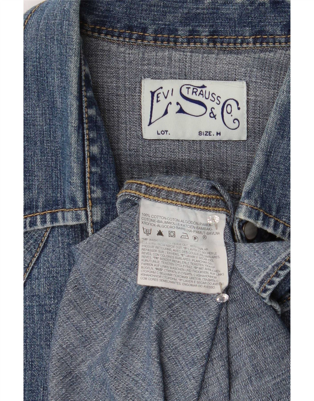 Camicia in denim western da uomo Levi's in cotone blu medio