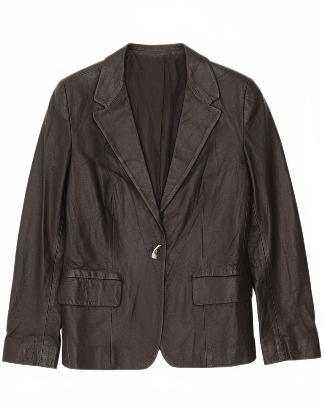 CONBIPEL Womens 1 Button Leather Blazer Jacket UK 12 Medium Black Leather Vintage Conbipel and Second-Hand Conbipel from Messina Hembry 