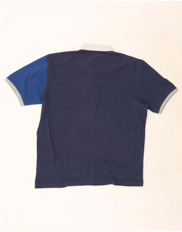 Harmont & Blaine Mens Graphic Polo Shirt Large Navy Blue Colourblock