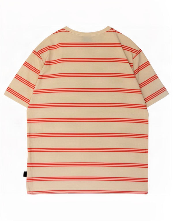 Camiseta masculina Patagonia Top grande algodão listrado amarelo
