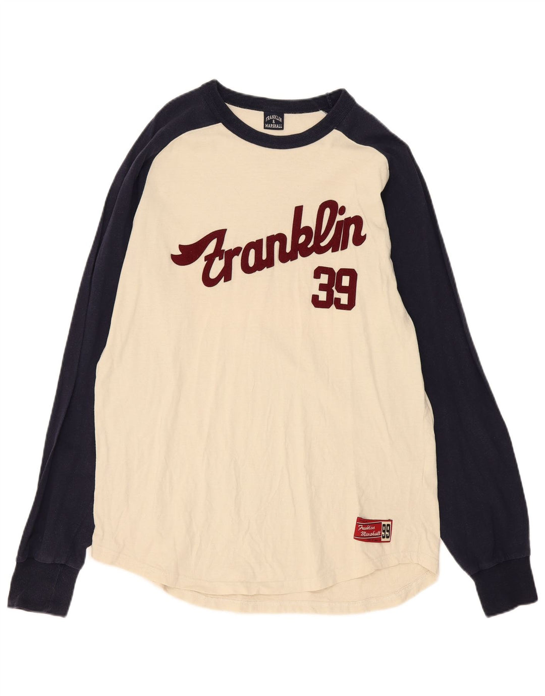 Franklin & Marshall Herre Grafisk Top Langærmet Medium Off White