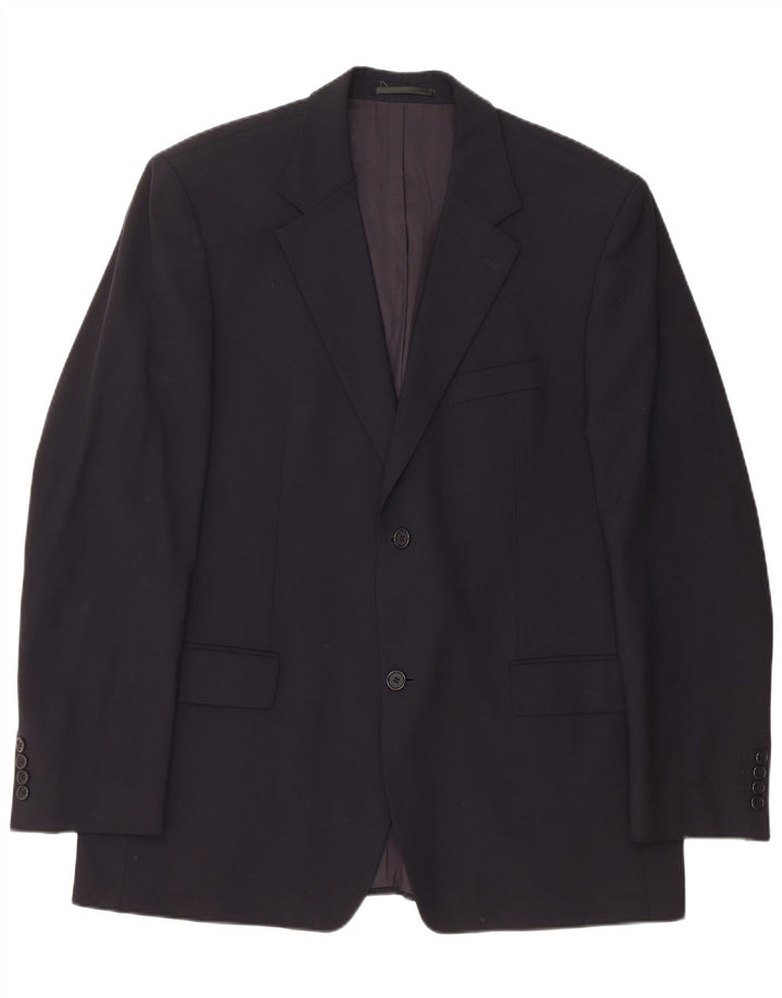 Hugo Boss Mens 2 Button Blazer Jacket EU 54 2XL Navy Blue Virgin Wool