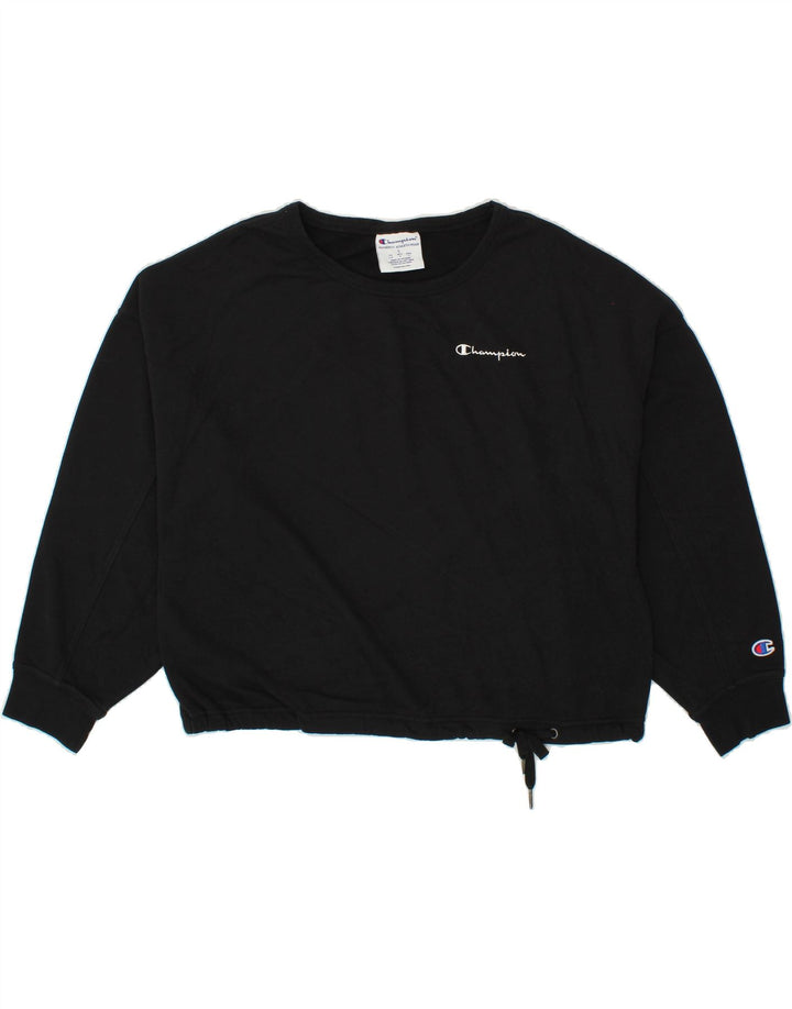 CHAMPION Womens Oversized Sweatshirt Jumper UK 16 Large Black Cotton Vintage Champion and Second-Hand Champion from Messina Hembry 