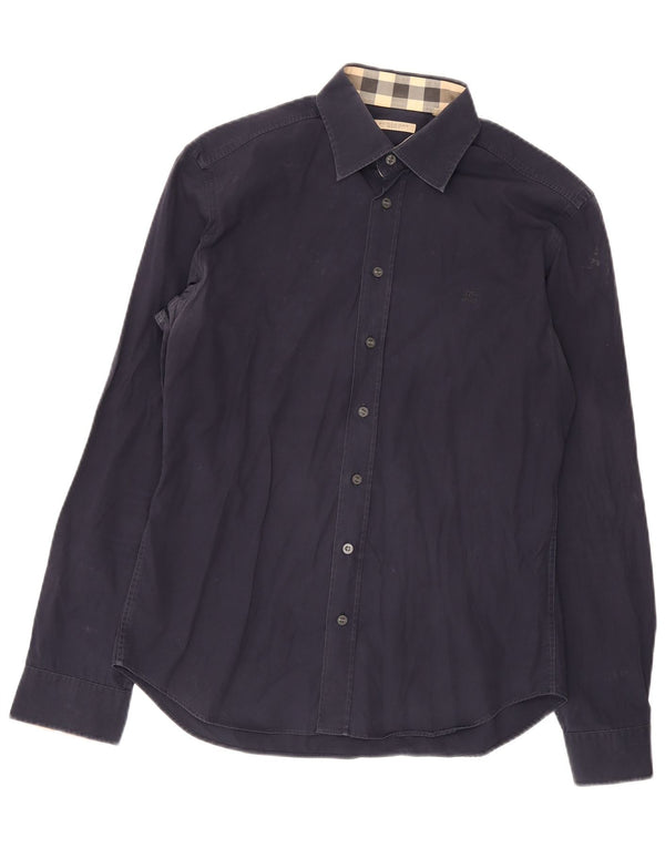 Camicia BRIT da uomo Burberry Large in cotone blu navy