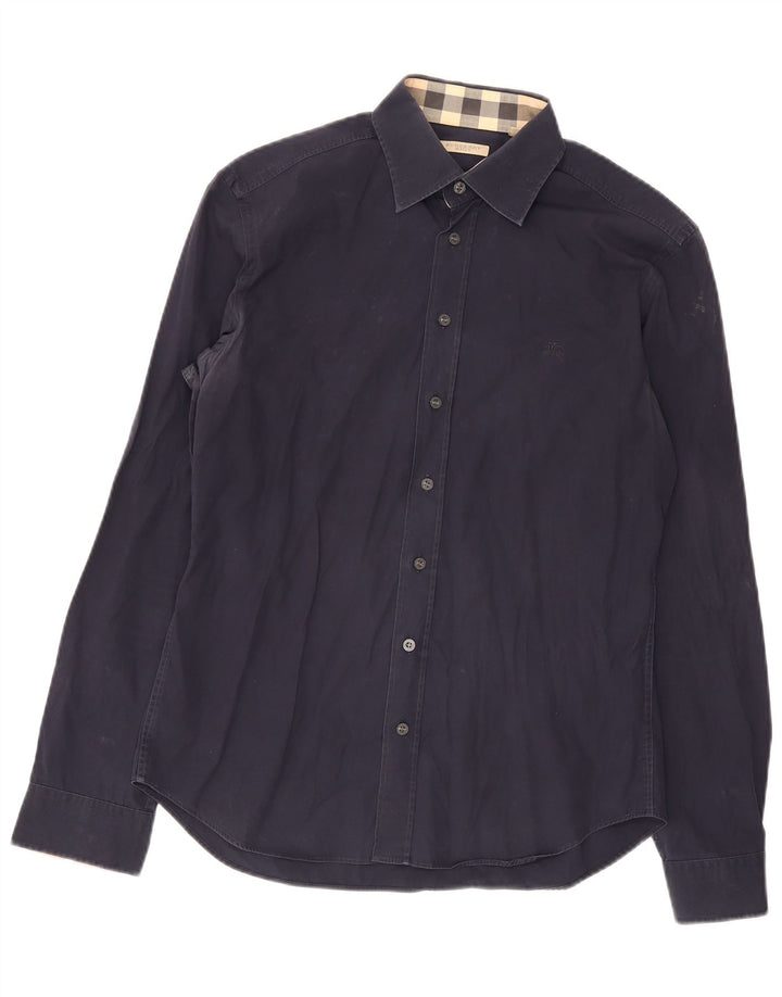 Camicia BRIT da uomo Burberry Large in cotone blu navy