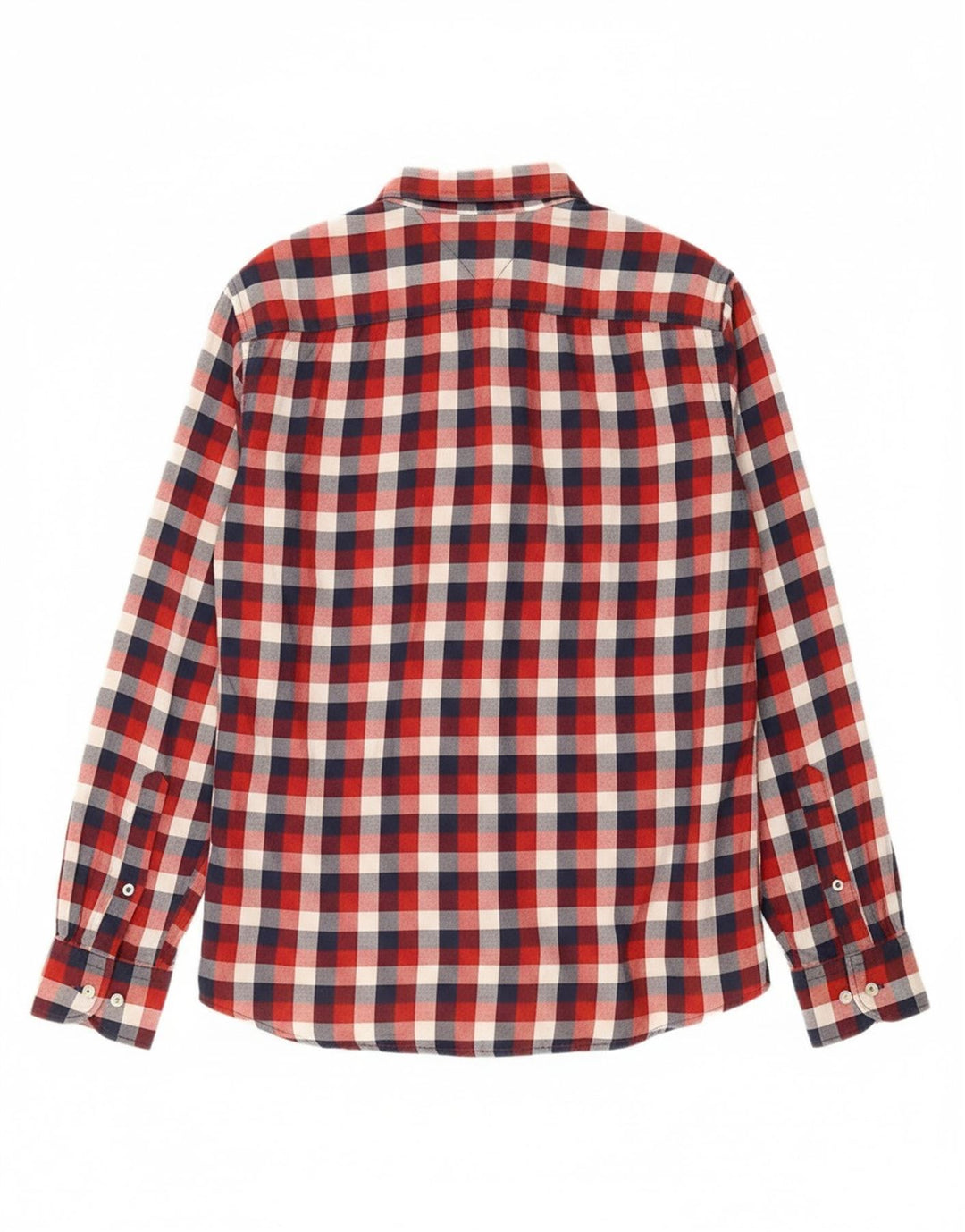 TOMMY HILFIGER Mens Flannel Shirt Medium Red Check Cotton