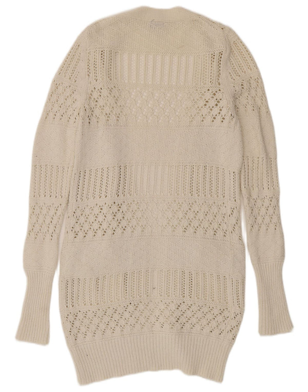 Maglione cardigan aperto lungo da donna Gap UK 12 Cotone bianco medio