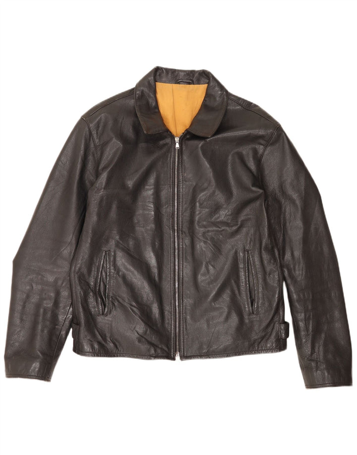 Protagonist Mens Leather Jacket UK 40 Large Black