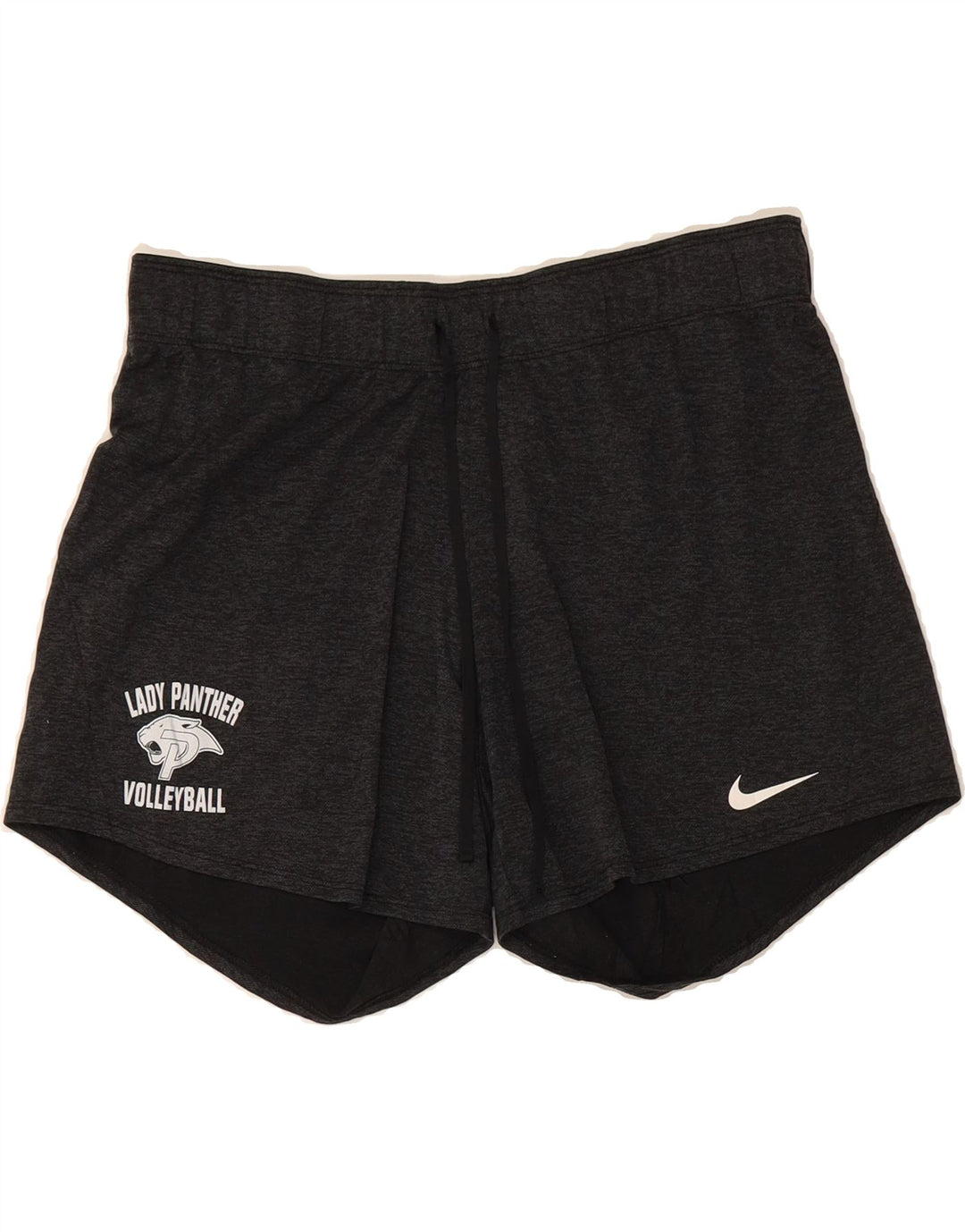 NIKE Womens Dri Fit Graphic Sport Shorts UK 14 Medium Black Polyester Vintage Nike and Second-Hand Nike from Messina Hembry 