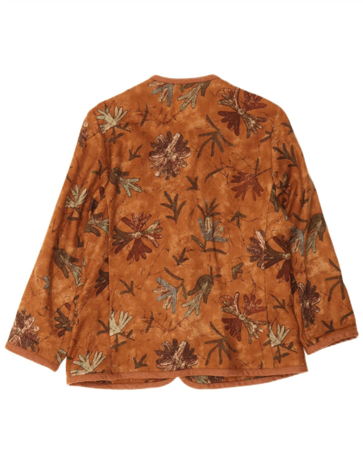 Vintage dame 5-knaps blazerjakke UK 14 Medium Brown Floral Wool