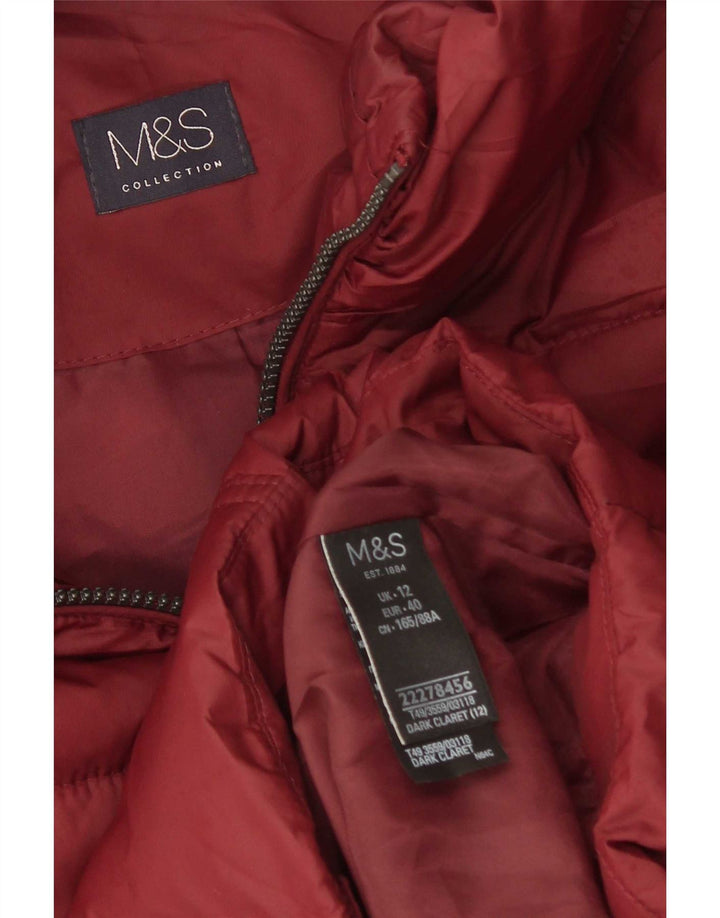 Damska ocieplana kurtka z kapturem Marks & Spencer UK 12, średni bordowy poliester