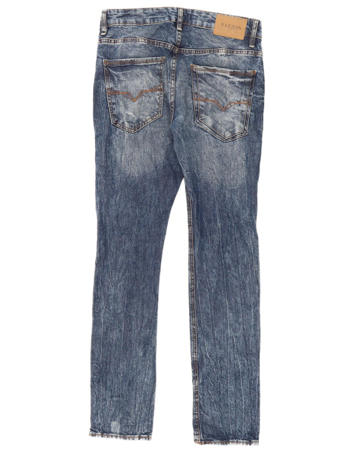 Guess Mens Distressed Slim Jeans W31 L31 Blue Cotton