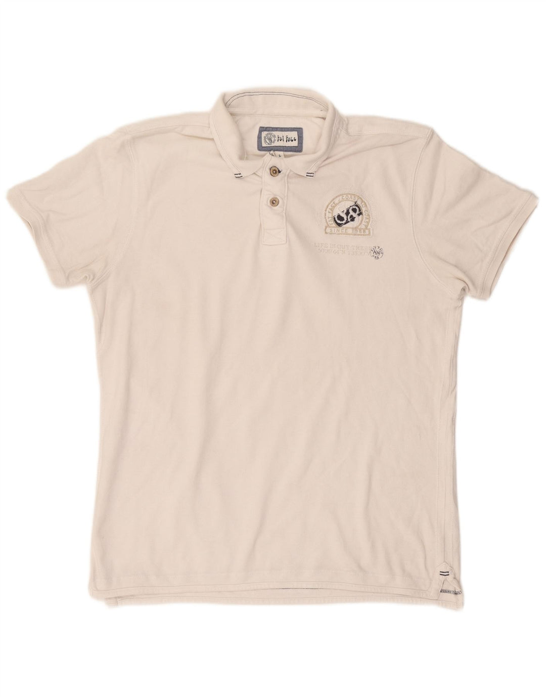 Fat Face Herren-Poloshirt mit Grafik, groß, aus weißer Baumwolle