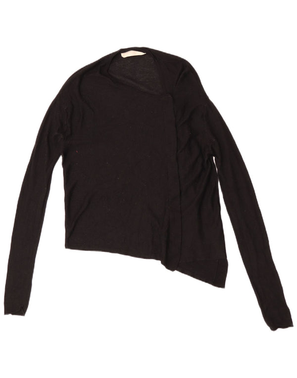 Zara Womens Asymmetric Cardigan Sweater UK 10 Small Black