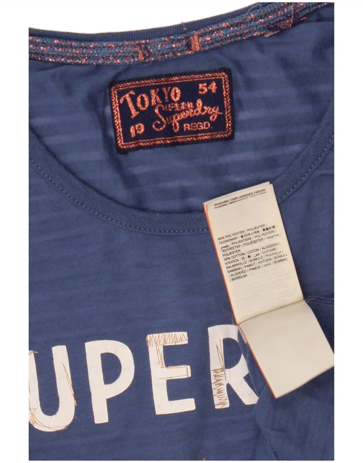 Superdry Womens Graphic T-Shirt Top UK 10 Small Blue Polyester