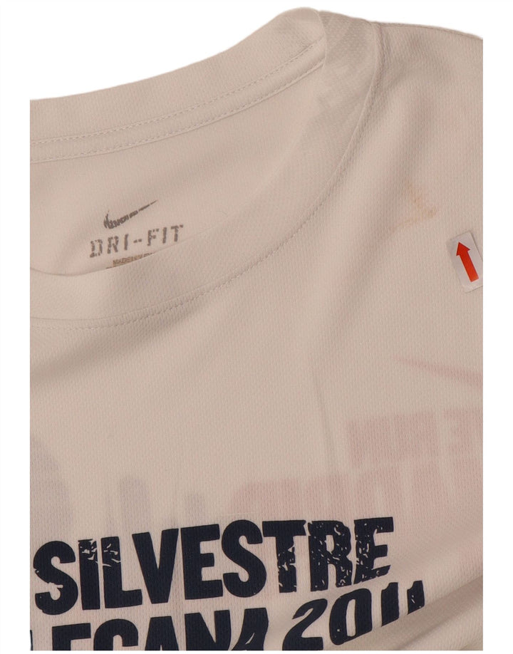Męska koszulka Nike Dri Fit Graphic z długim rękawem i średnim białym kolorem