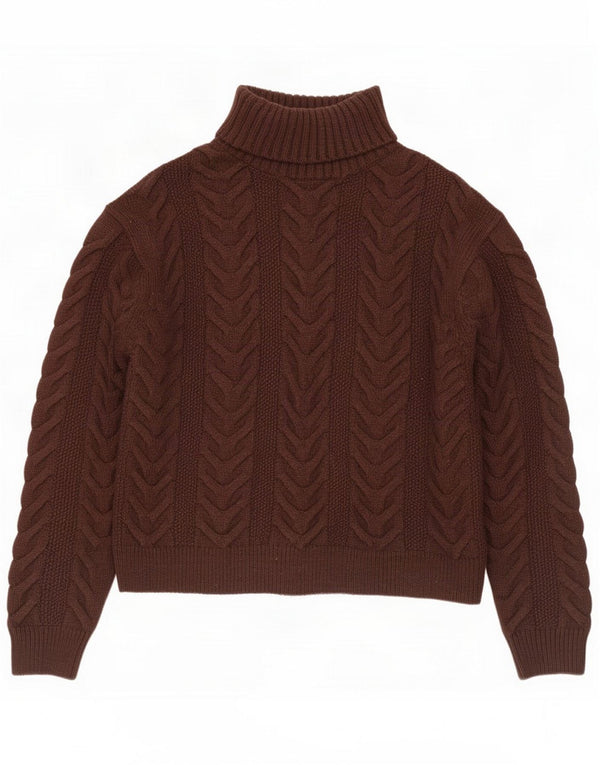 Marks & Spencer Maglione maglione a collo alto da donna UK 14 Acrilico marrone medio