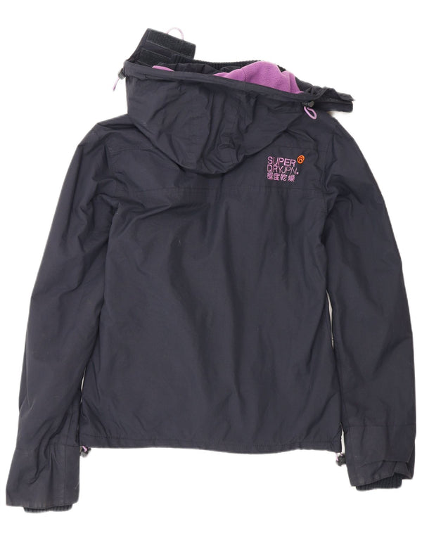 Superdry Womens Windcheater Hooded Windbreaker Jacket UK 6 XS Navy Blue