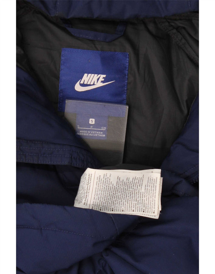 Nike Mens Hooded Padded Jacket UK 36 Small Navy Blue Polyester