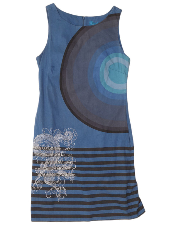 Desigual Abito tubino senza maniche con grafica da donna EU 38 Blu medio a righe
