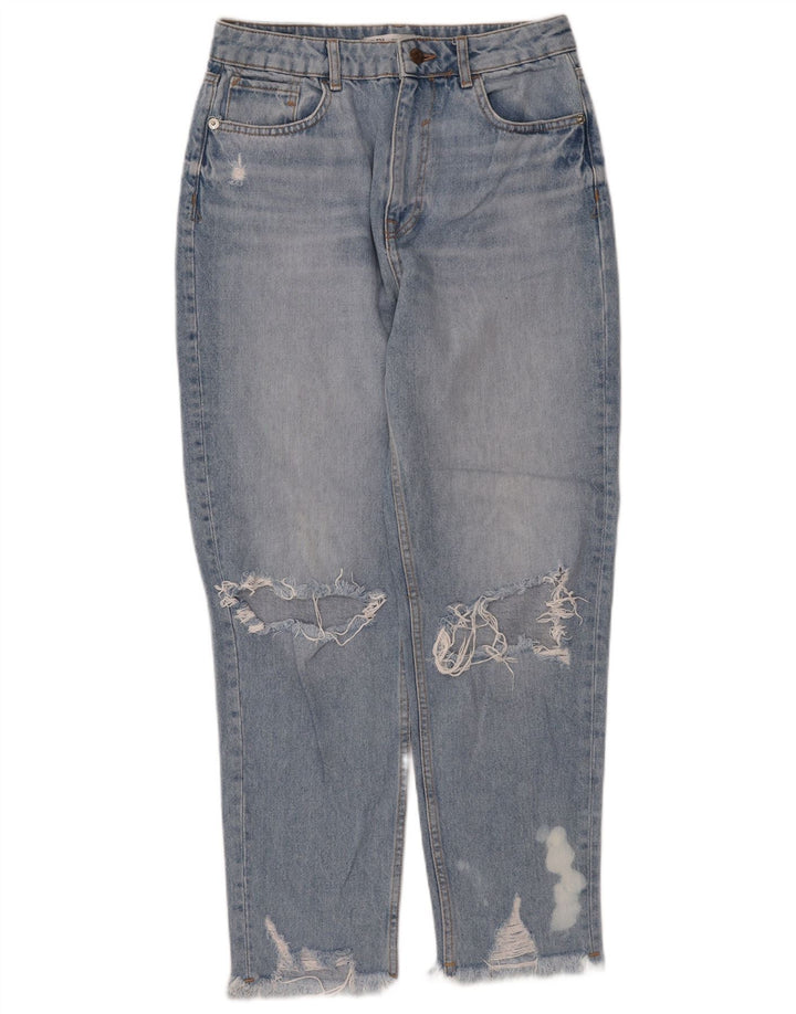 ZARA Womens Distressed Tapered Jeans EU 40 Medium W30 L27 Blue