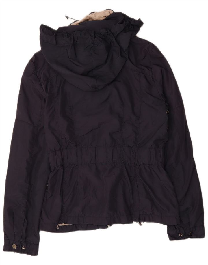 Zara Womens Hooded Utility Jacket UK 14 Large Navy Blue Polyester
