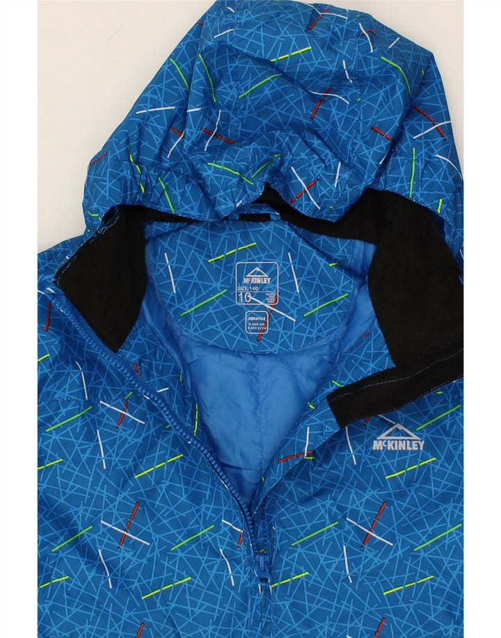 MCKINLEY Boys Abstract Pattern Hooded Windbreaker Jacket 9-10 Years Blue Vintage McKinley and Second-Hand McKinley from Messina Hembry 