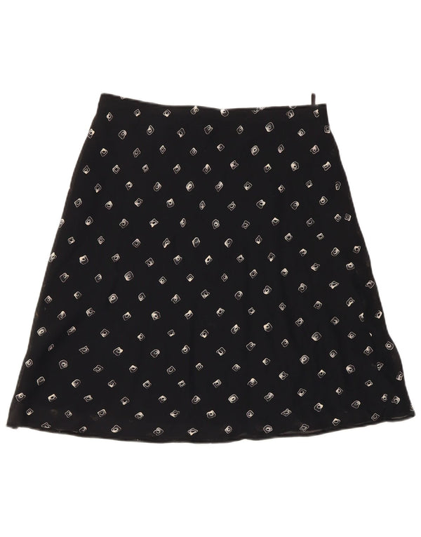 Vintage Damen A-Linie Rock W28 Medium Schwarz Geometrisch