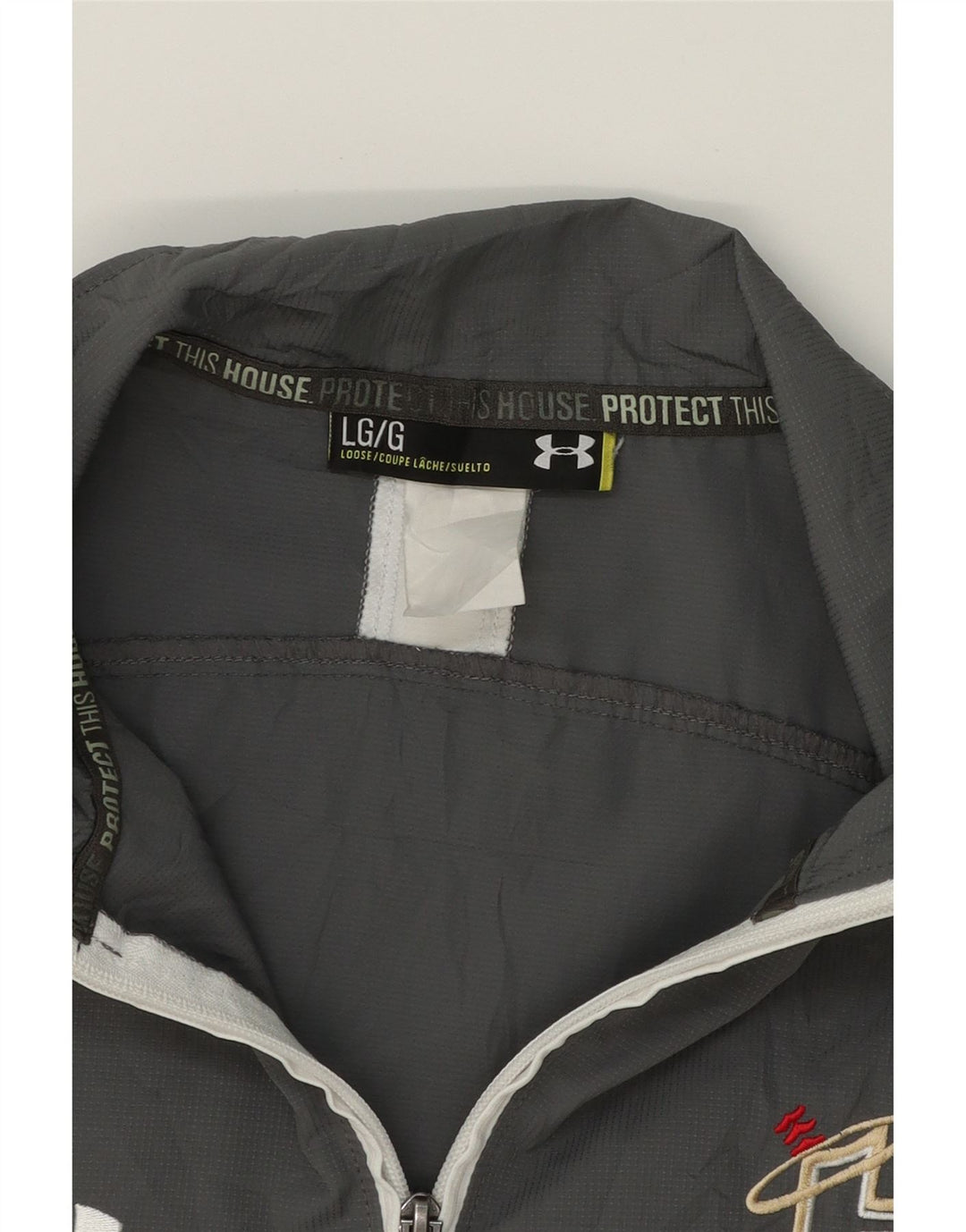 UNDER ARMOUR Mens Zip Neck Pullover Tracksuit Top Large Grey Colourblock Vintage Under Armour and Second-Hand Under Armour from Messina Hembry 