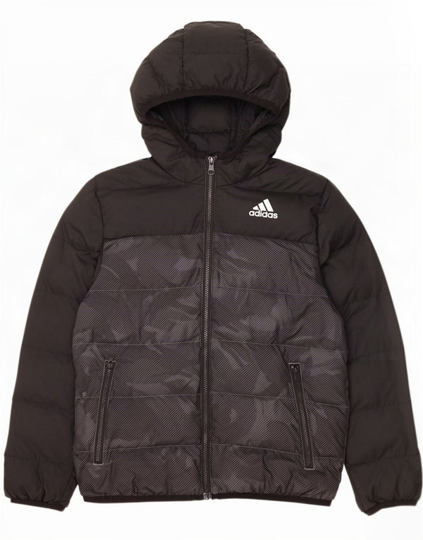Adidas drenge hættepolstret jakke 9-10 år sort camouflage polyester