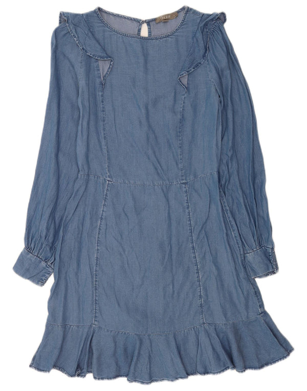 Oasis Dame Denim Kjole UK 8 Lille Blå Lyocell