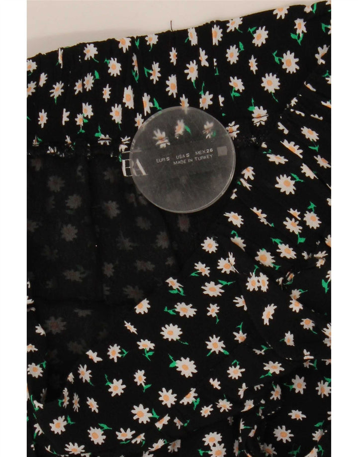 Zara Womens Skort UK 10 Small Black Floral