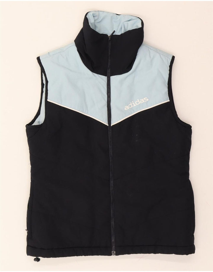 ADIDAS Womens Gilet UK 8 Small Navy Blue Colourblock Polyester Vintage Adidas and Second-Hand Adidas from Messina Hembry 