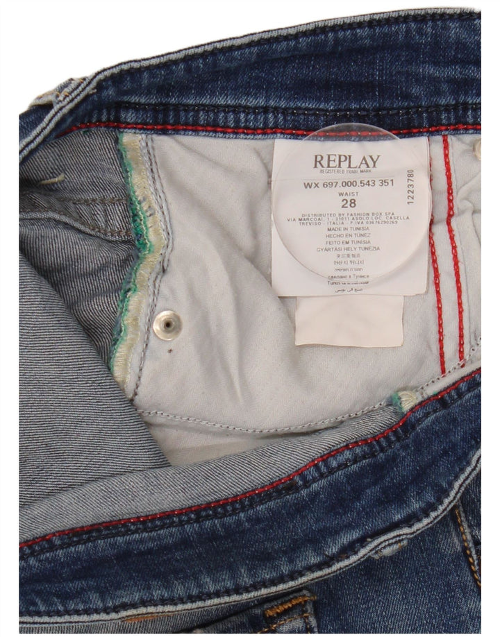 Replay Dame Denim Shorts W28 Medium Blue Bomuld